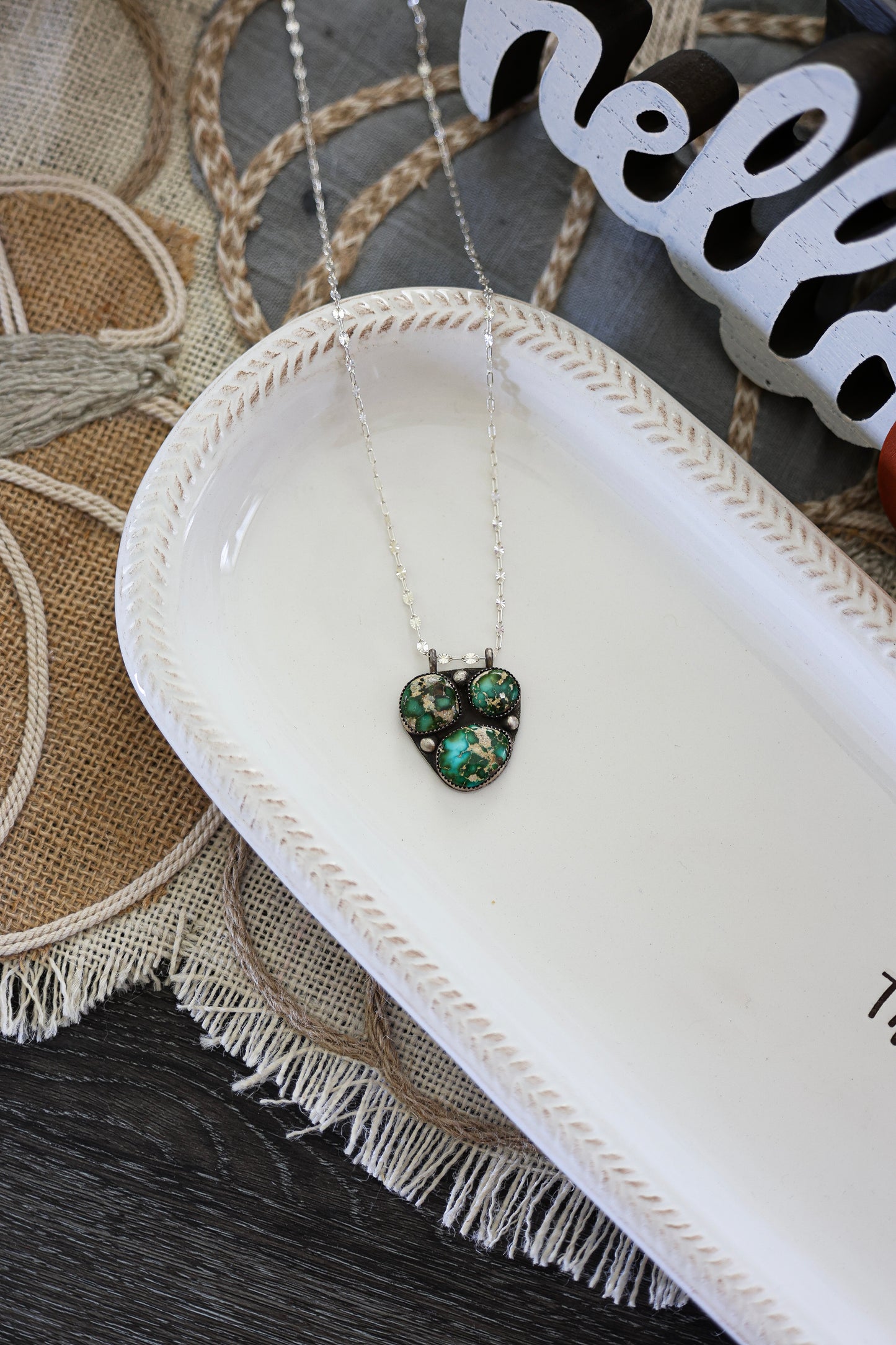 Sonoran Gold 3 Stone Cluster Necklace