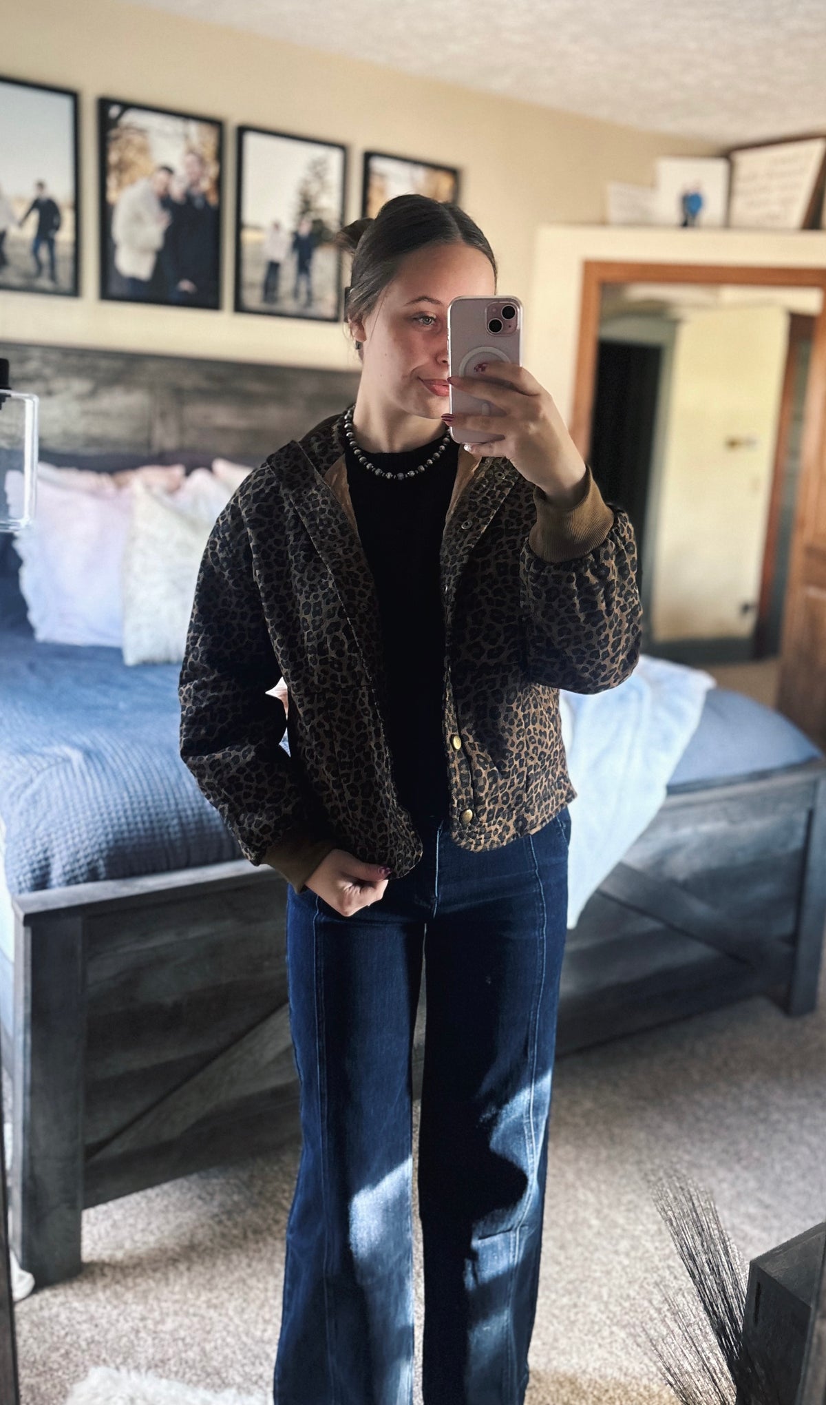 Cheetah Print Quilted Button Down Jacket