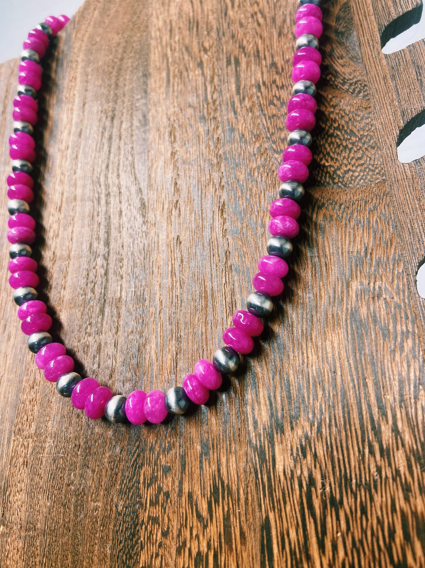 Hot Pink Quartz & Navajo Pearl Necklace