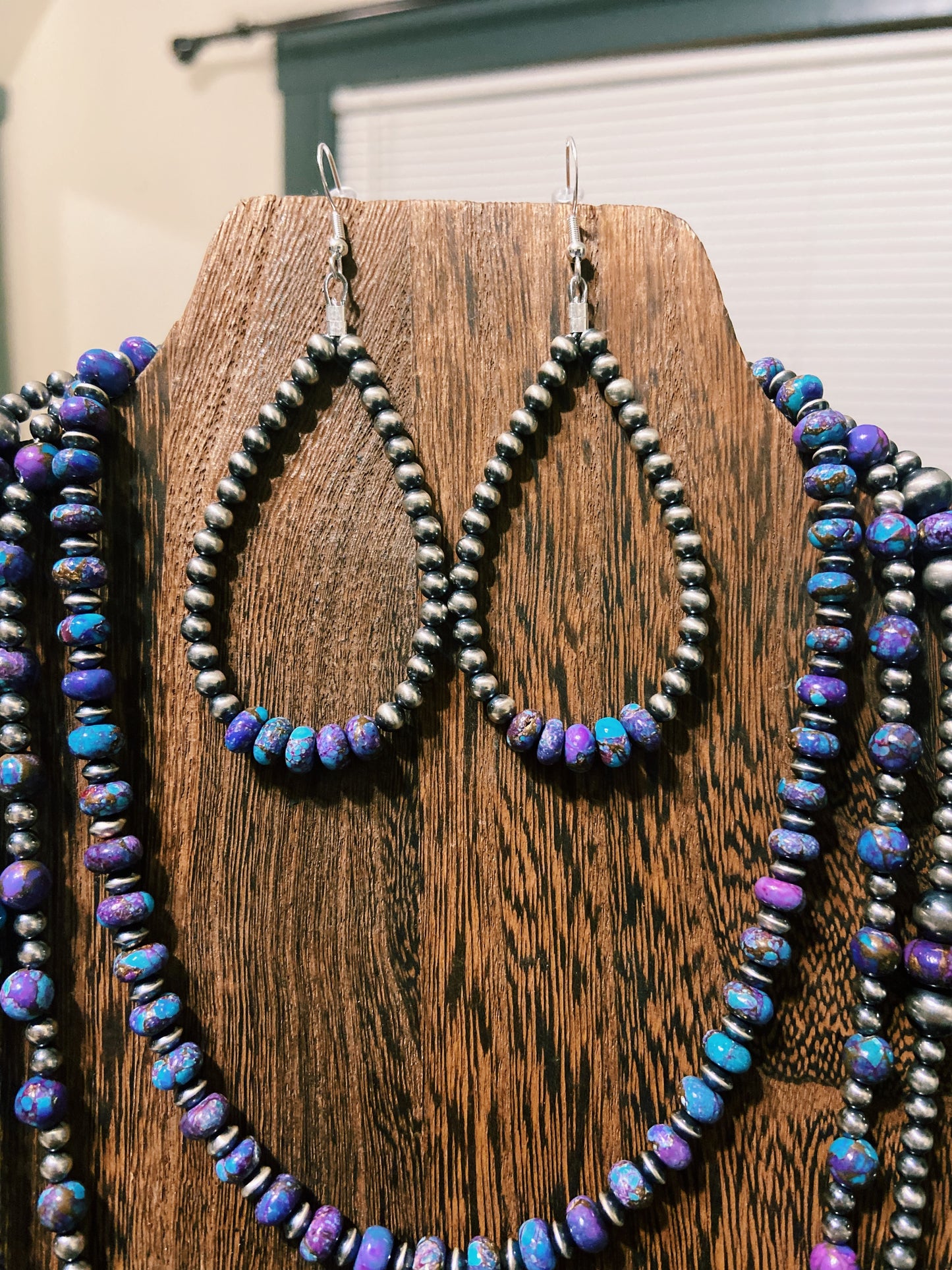 Purple Spotted Mohave & Navajo Pearl Earrings