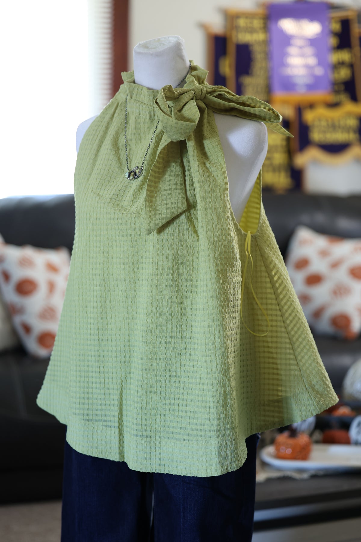 Lime Green Neck Tie Top