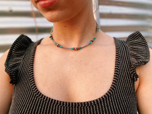 Purple Spiny & Turquoise Real Navajo Pearl Choker