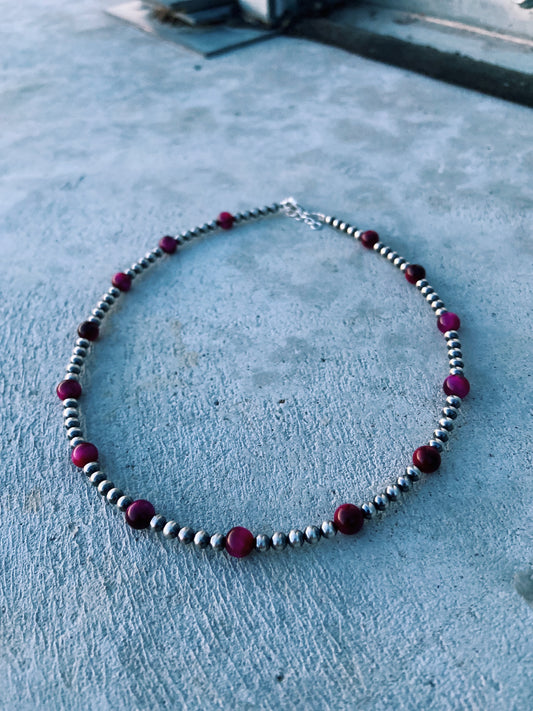 Pink Tiger’s Eye & Navajo Pearl Choker