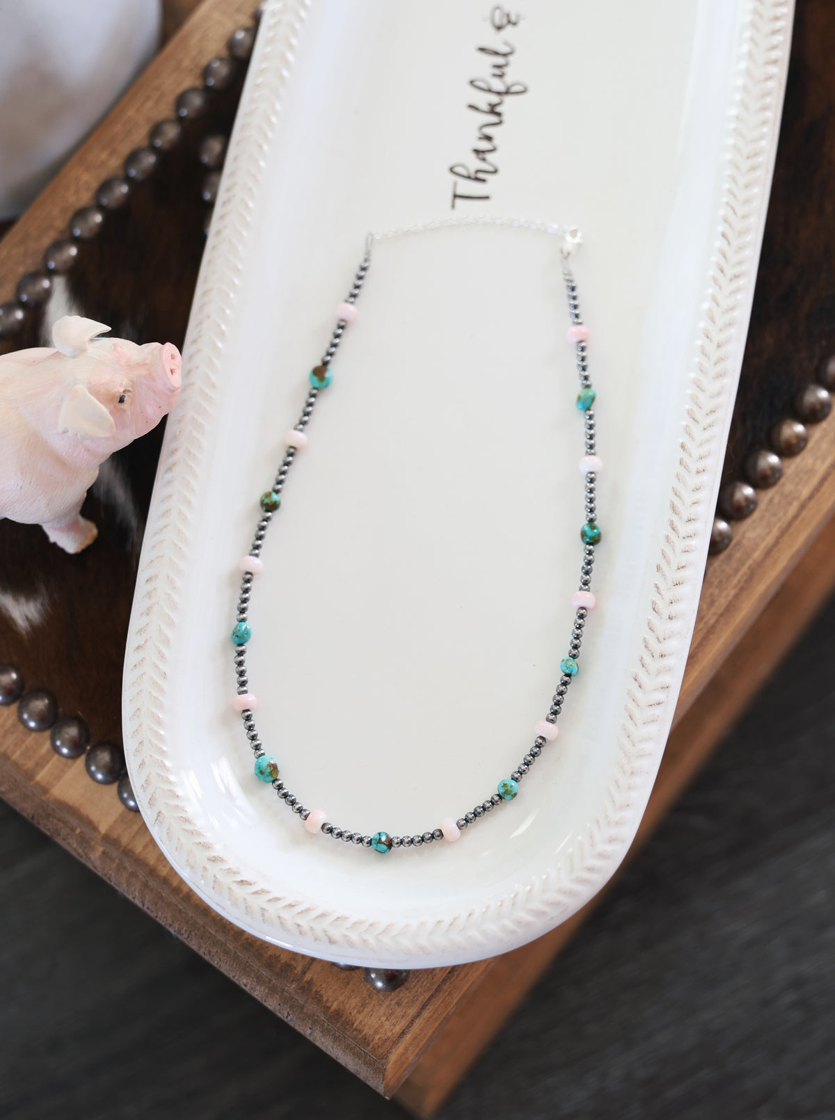 Sonoran Gold, Pink Conch, & Sterling Pearl Necklace