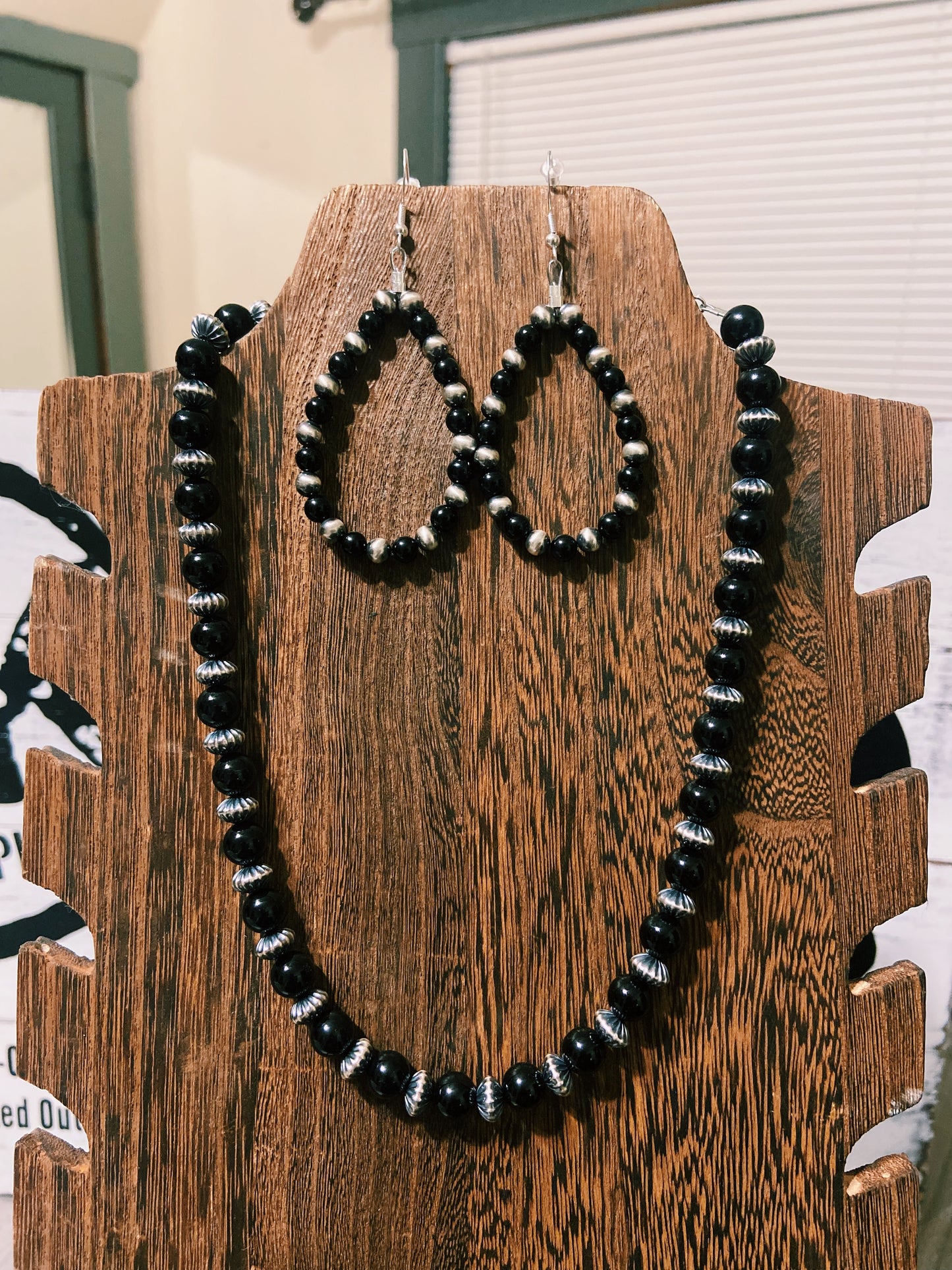 Black Onyx & Navajo Pearl Earrings