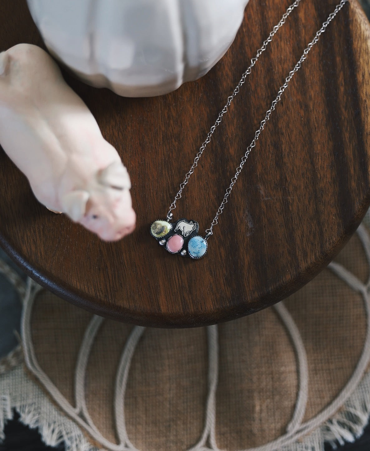 Pastel Multi Stone Pig Necklace