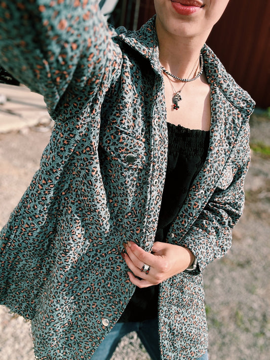 Teal Cheetah Print Jacket