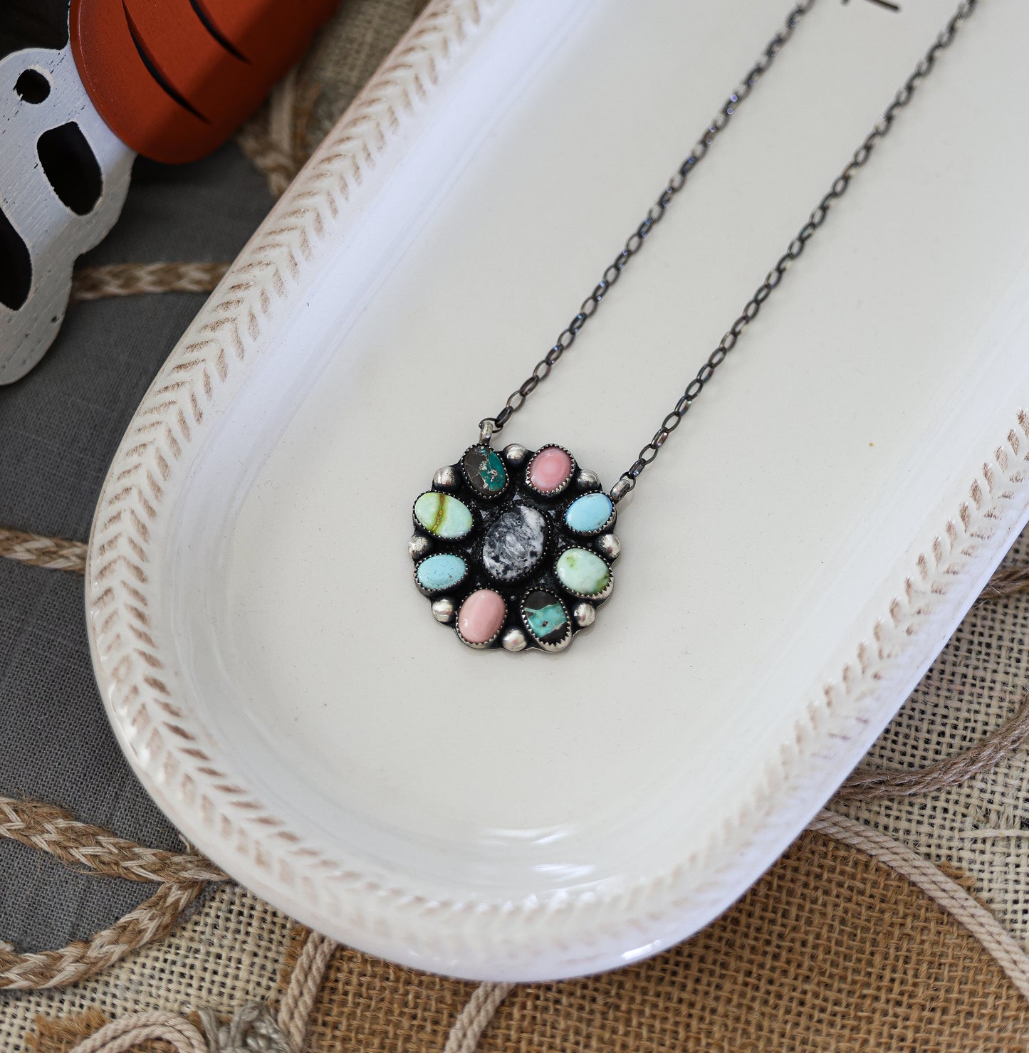 Multi Stone Large Cluster Necklace