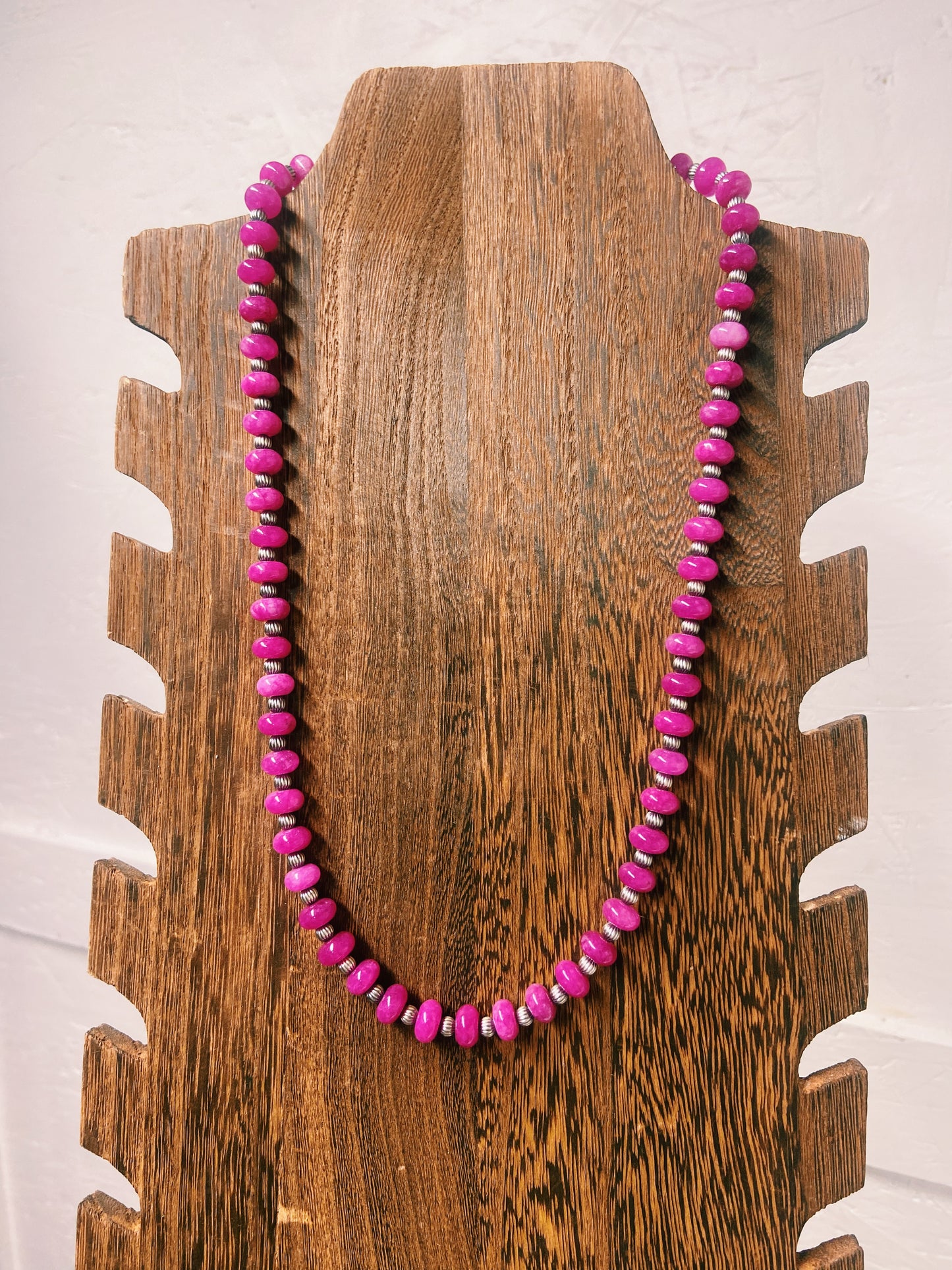 Hot Pink Quartz & Navajo Melon Pearl Necklace