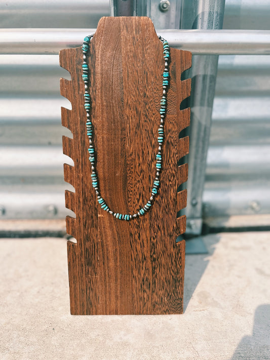 Kingman Turquoise Navajo Pearl/Torpedo Necklace