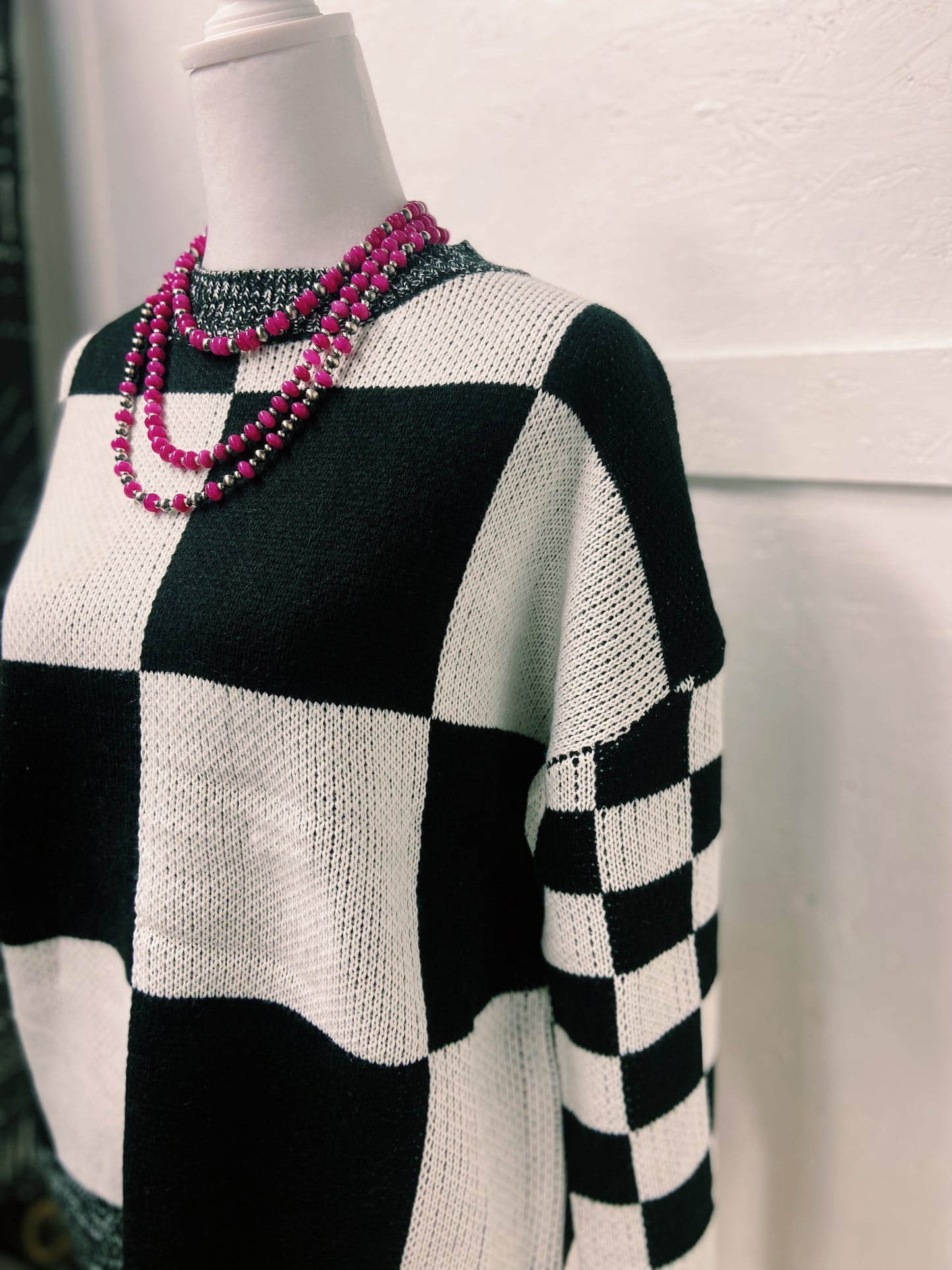 Checkerboard Black & White Sweater