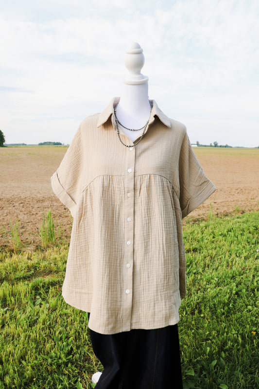 Tan Colored Basic Button Up