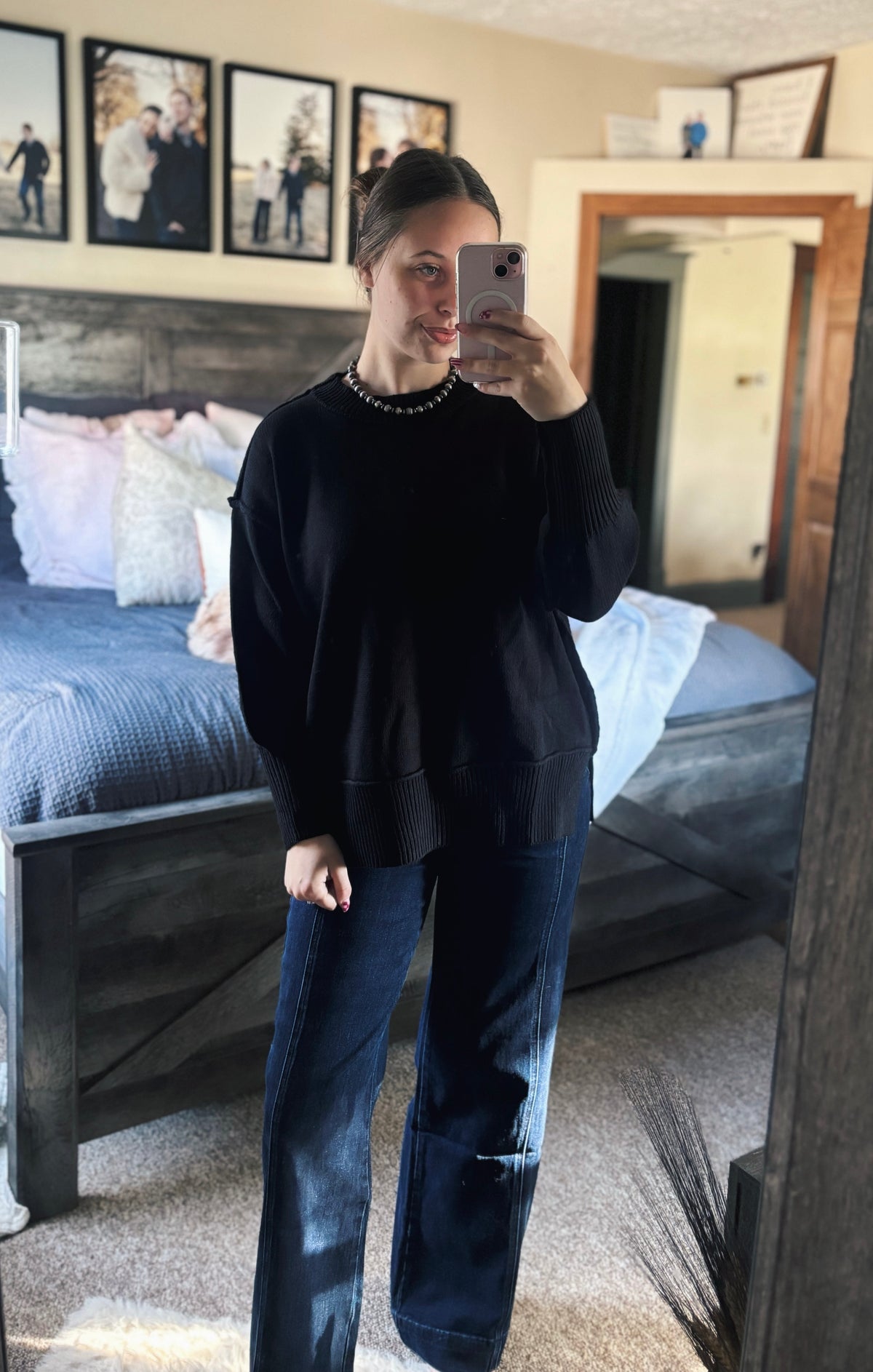 Black Exposed Seam Sweater