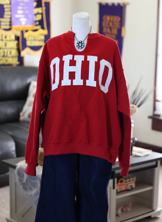 Ohio Split Neck Reversible Crew Pullover
