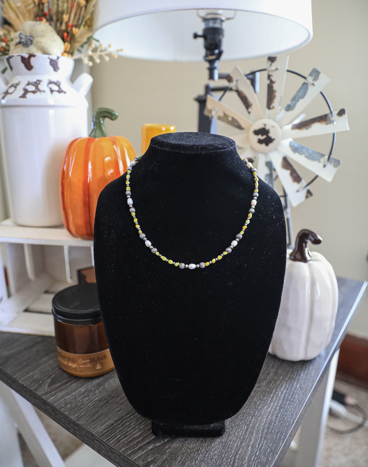 17.5-19 Inch Palomino, Freshwater, Melon, & Sterling Pearl Necklace