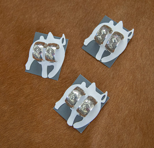 Native Made Stamped Hoop Studs