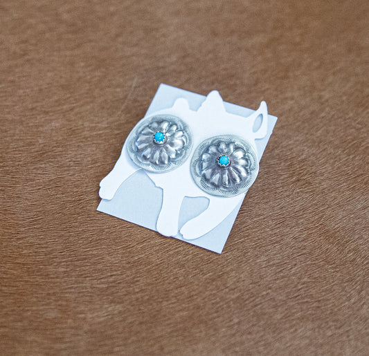 Sterling Concho With Turquoise Detail Studs