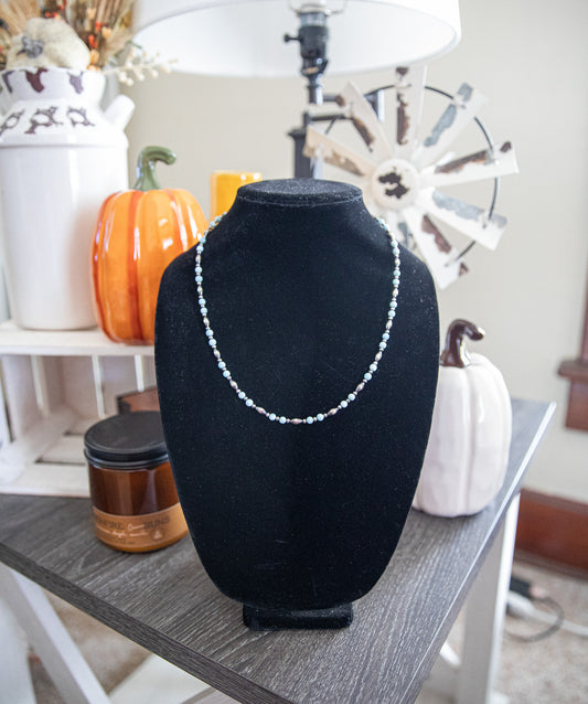20.5-22 Inch Larimar, Mini Torpedo, & Sterling Pearl Necklace