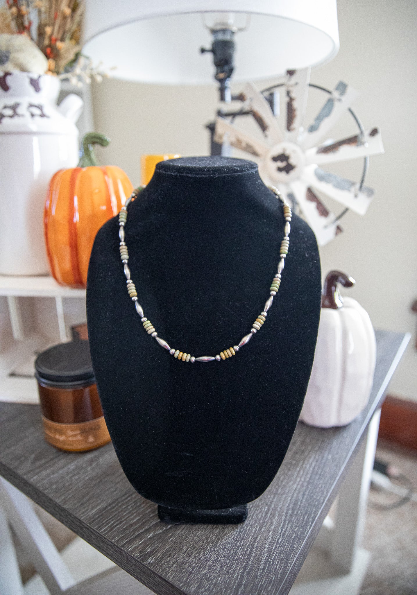 19.5-22 Inch Torpedo, Arizona Turquoise, & Sterling Pearl Necklace