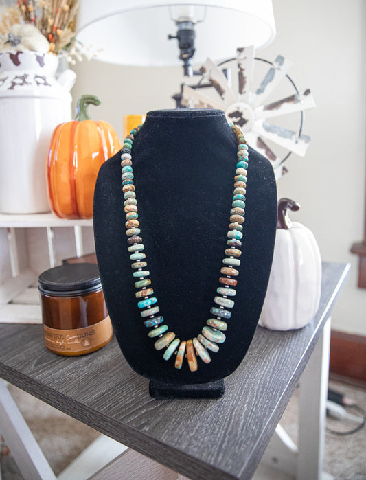 28.5-30 Inch Turquoise & Sterling Pearl Necklace