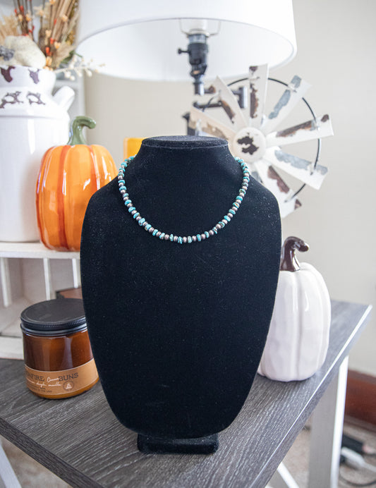 16-17.5 Inch Kingman Turquoise & Sterling Pearl Necklace
