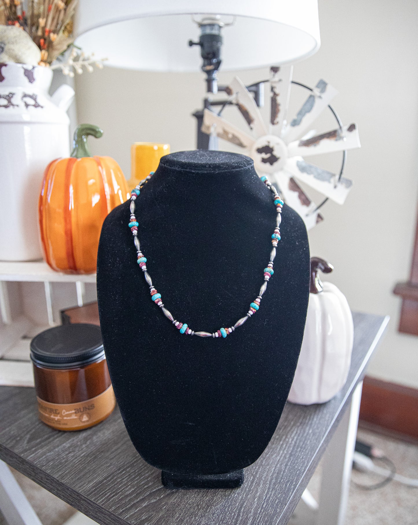21.5-23 Inch Turquoise, Pink Conch, Purple Spiny, & Torpedo Necklace