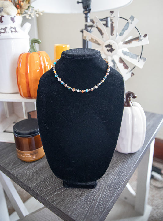 16.5-18 Inch Kingman Spiny & Sterling Pearl Necklace