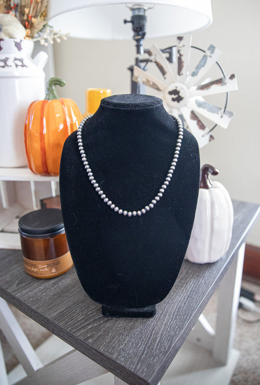 22 Inch 7MM Sterling Pearl Necklace