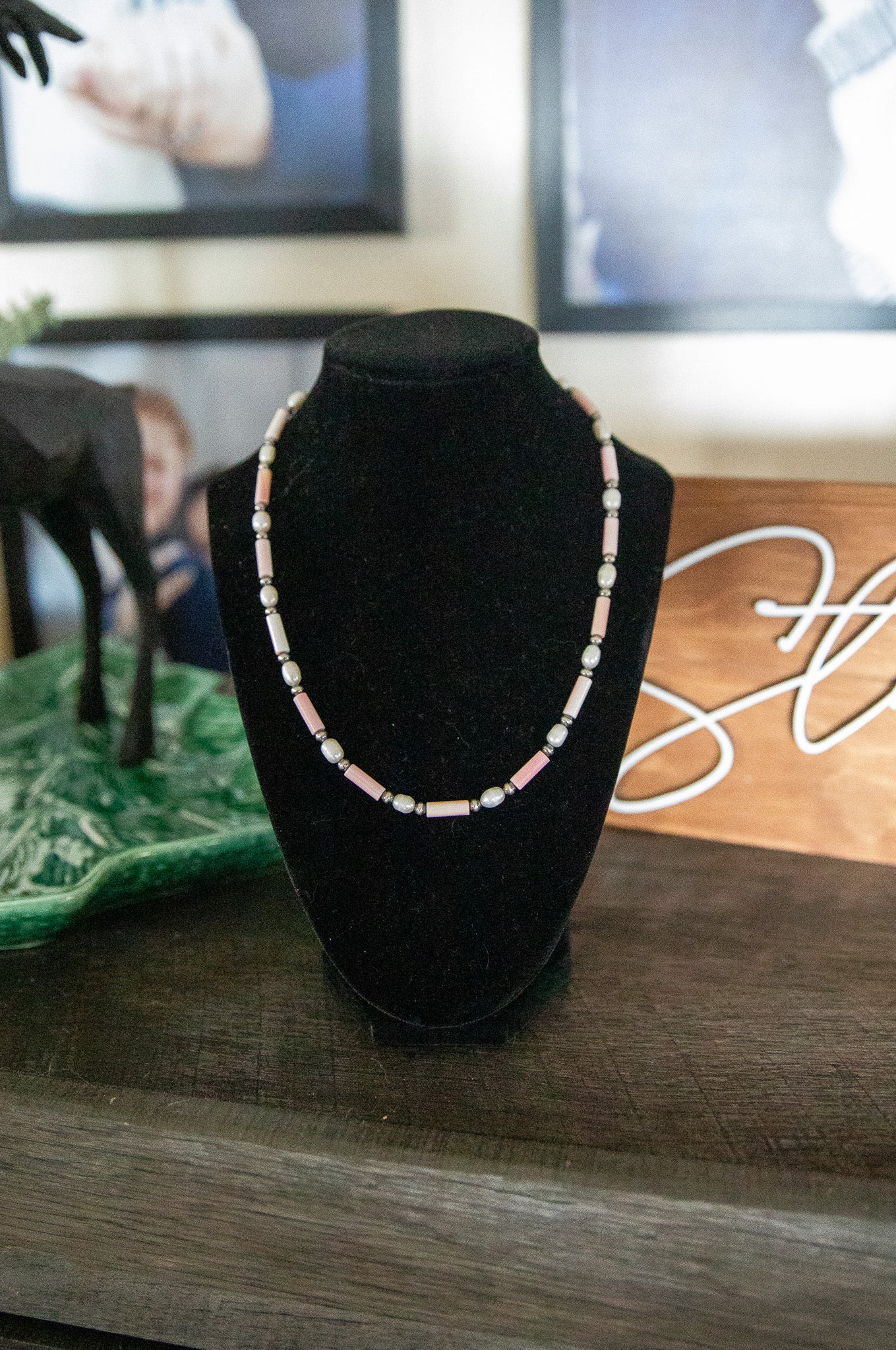 18-19 Inch 4MM Pink Conch & Freshwater Necklace