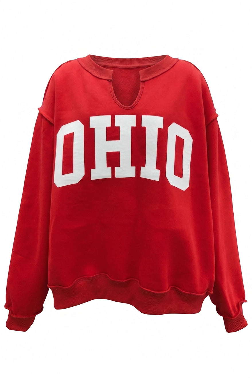 Ohio Split Neck Reversible Crew Pullover