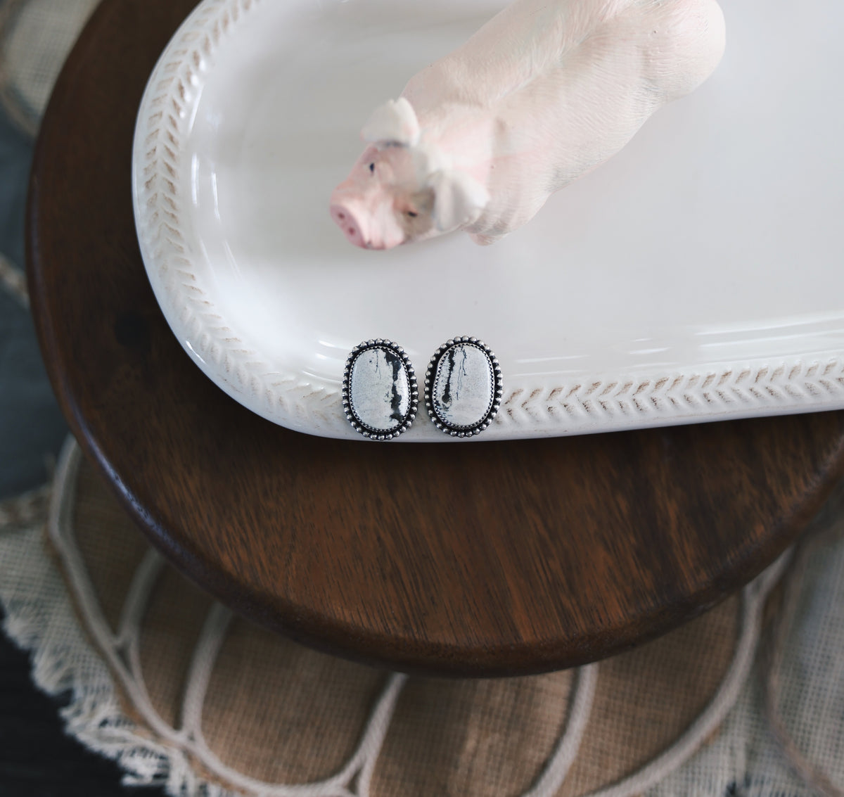 White Buffalo Stud Earrings