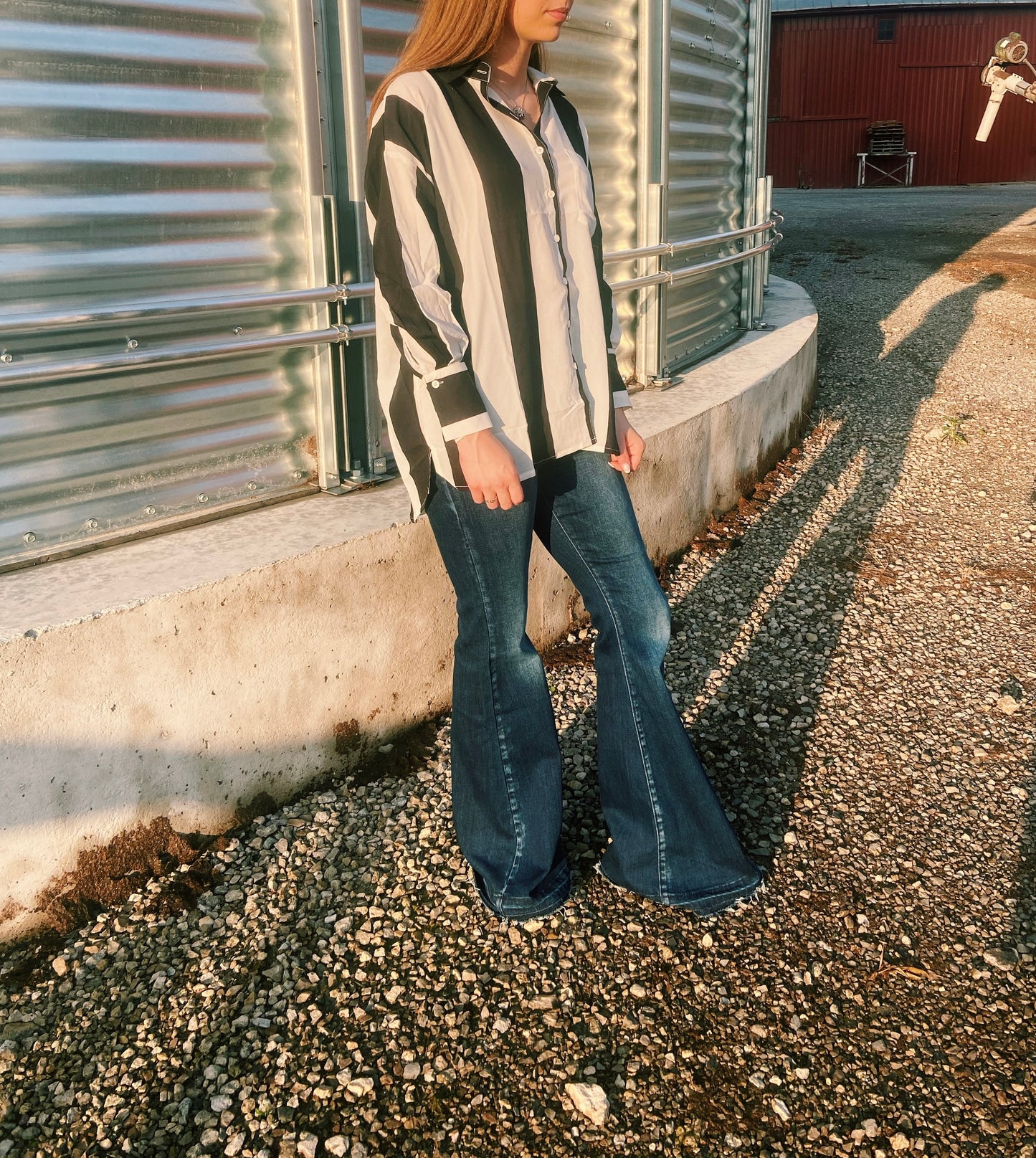 Black & White Striped Show Shirt