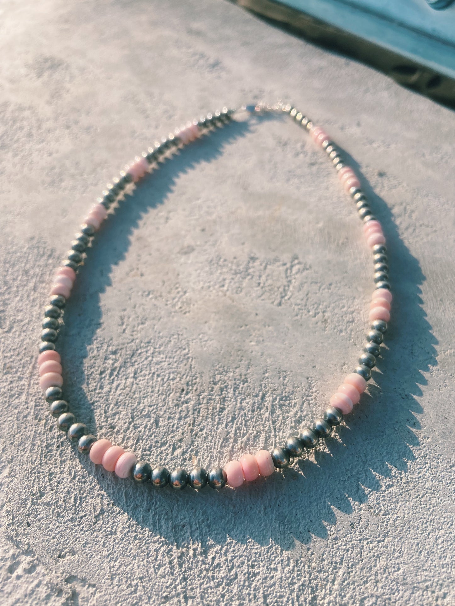 Pink Conch Rondelle Navajo Pearl Necklace