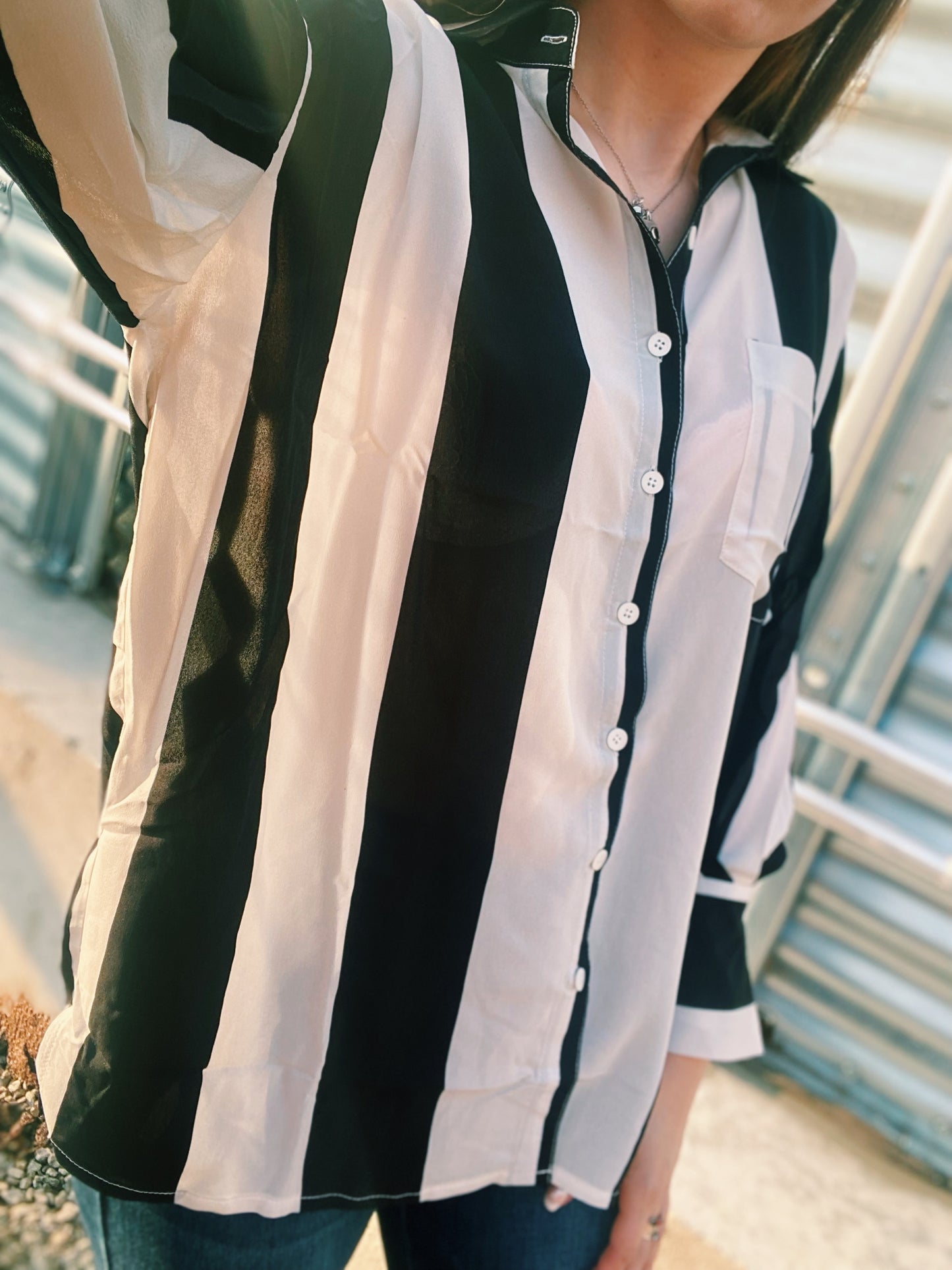 Black & White Striped Show Shirt