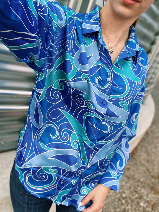 Blue & Teal Swirl Show Shirt