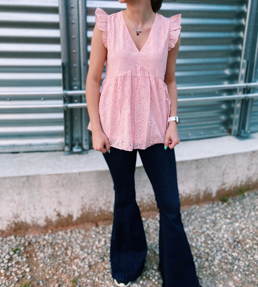 Light Pink Floral Detailed Top