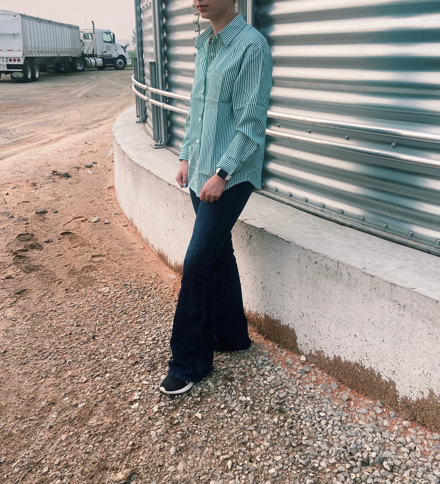 Dark Teal Striped Traditional Show Shirt