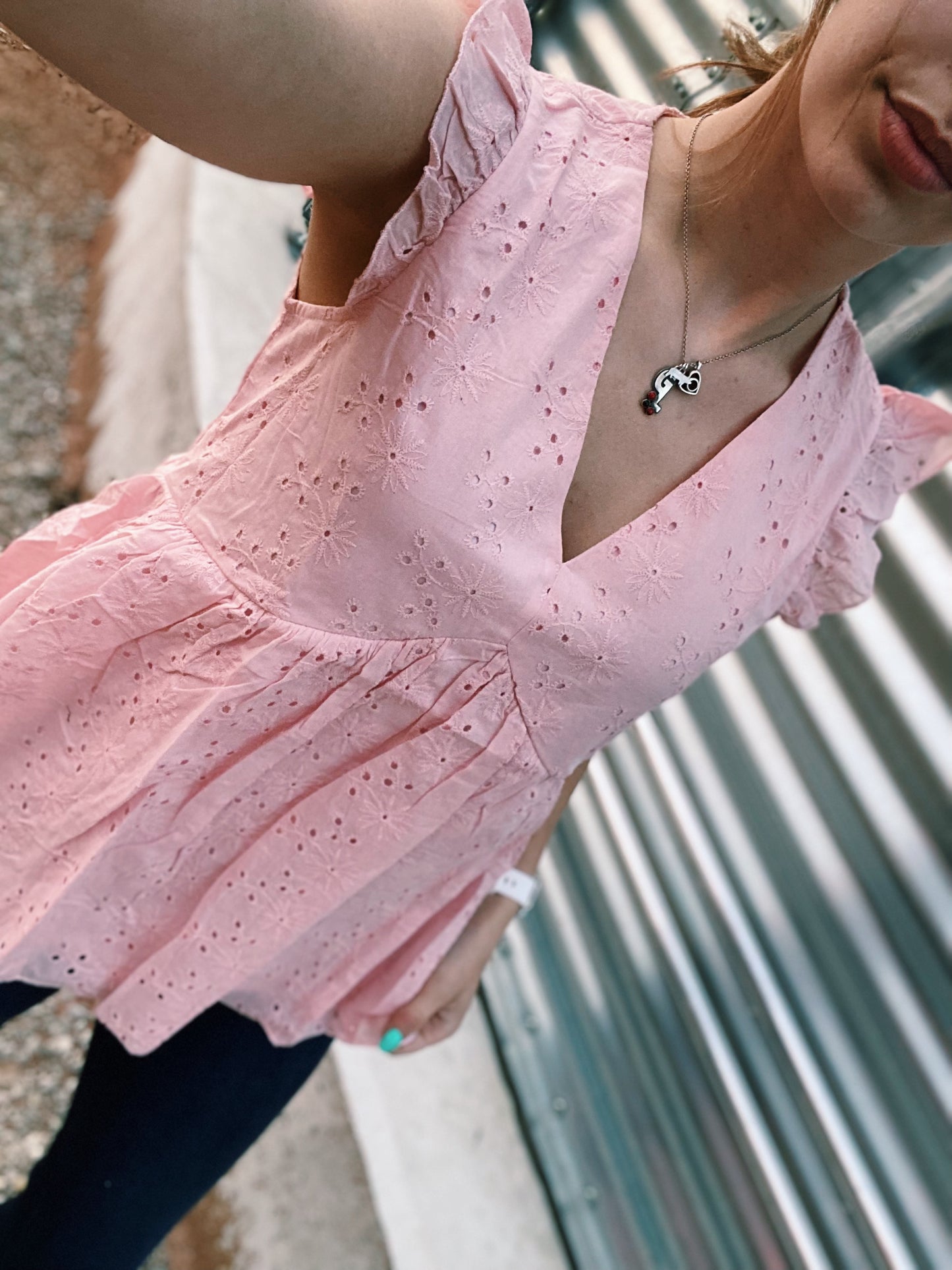 Light Pink Floral Detailed Top