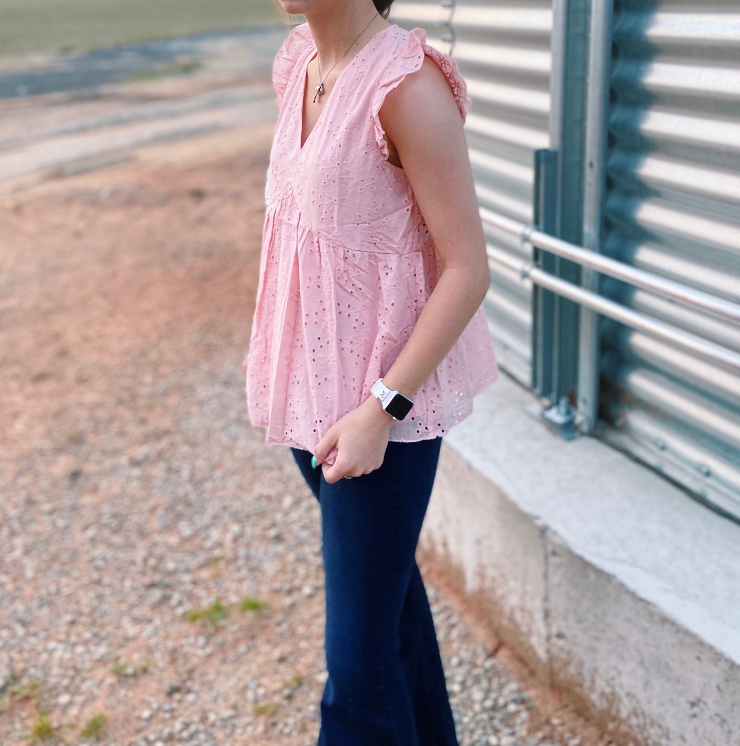 Light Pink Floral Detailed Top