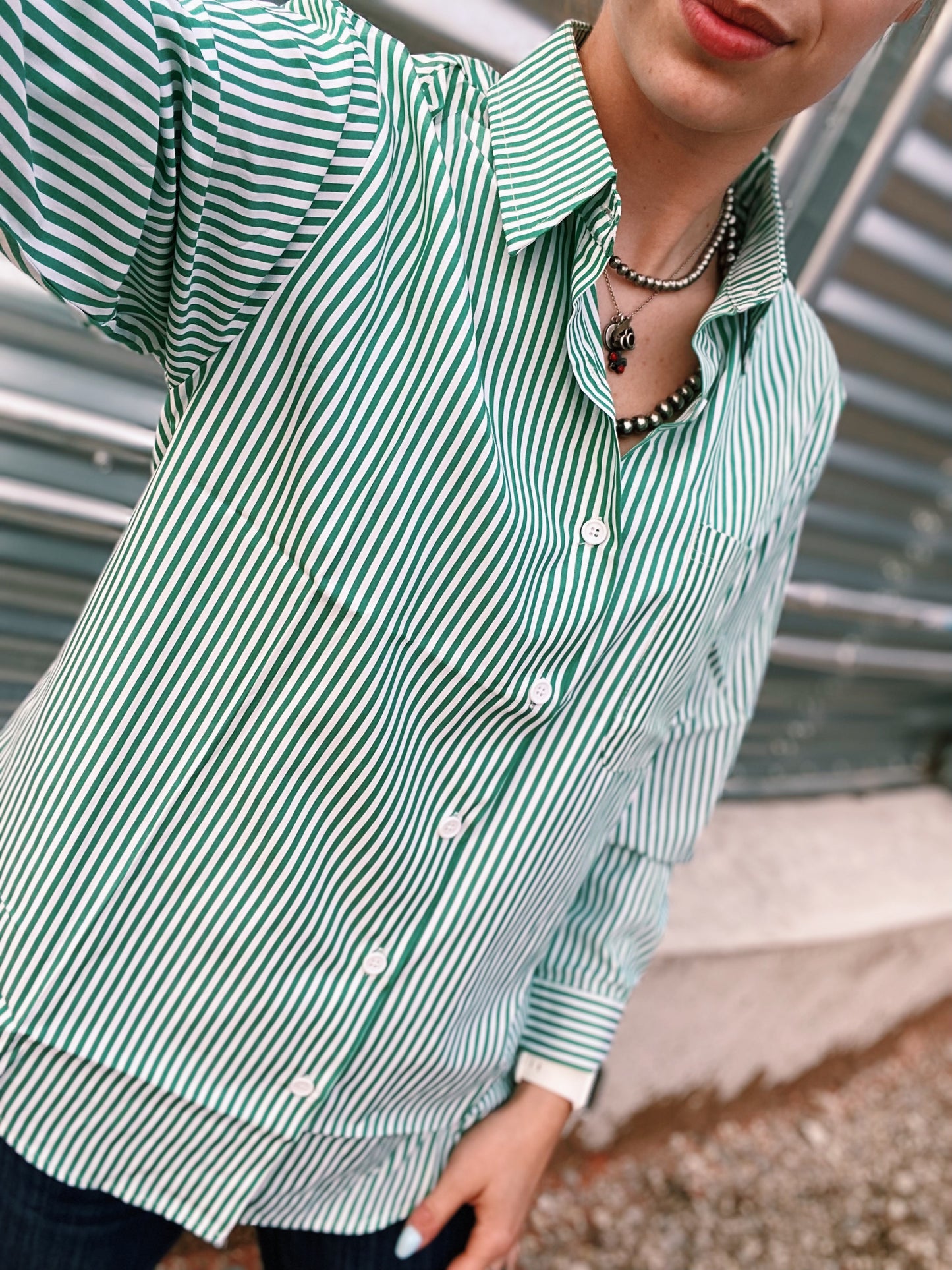 Dark Teal Striped Traditional Show Shirt