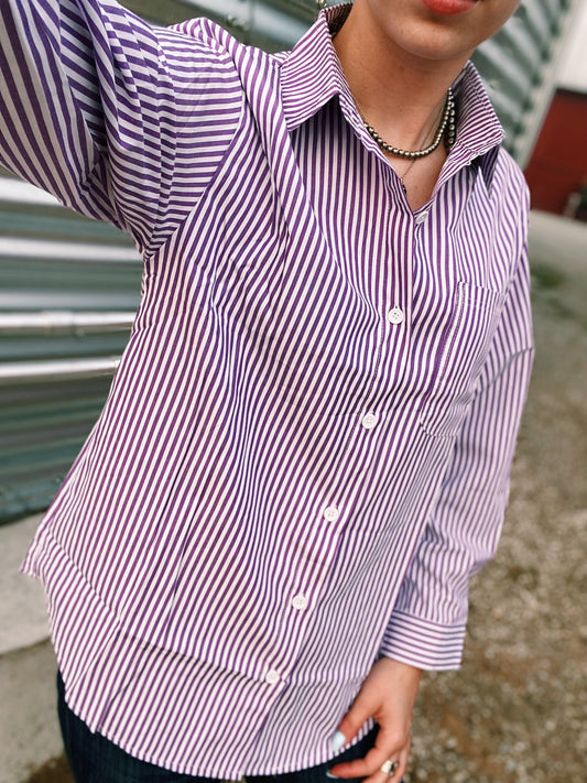 Dark Purple Striped Traditional Show Shirt