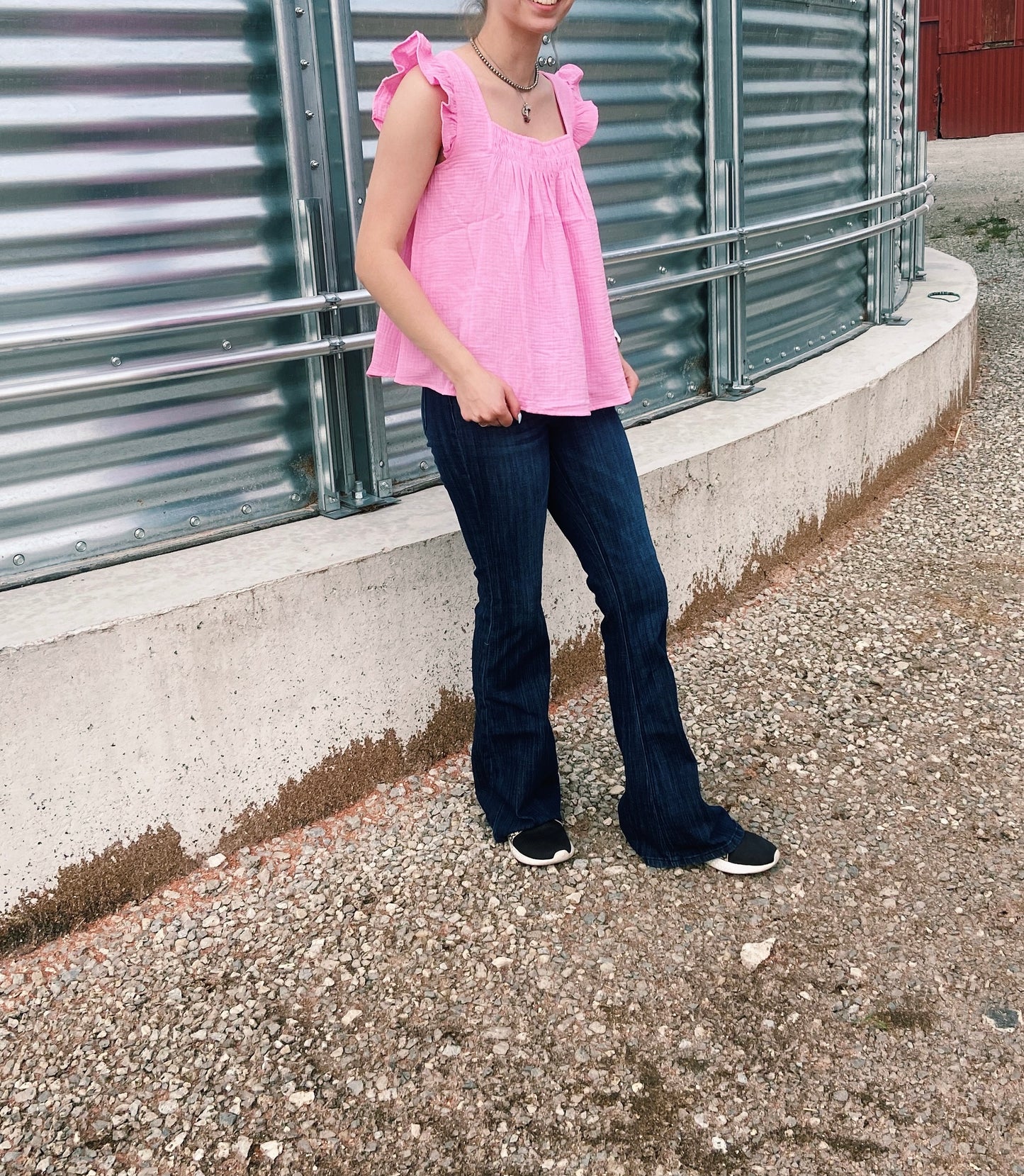 Hot Pink Ruffled Sleeve Top