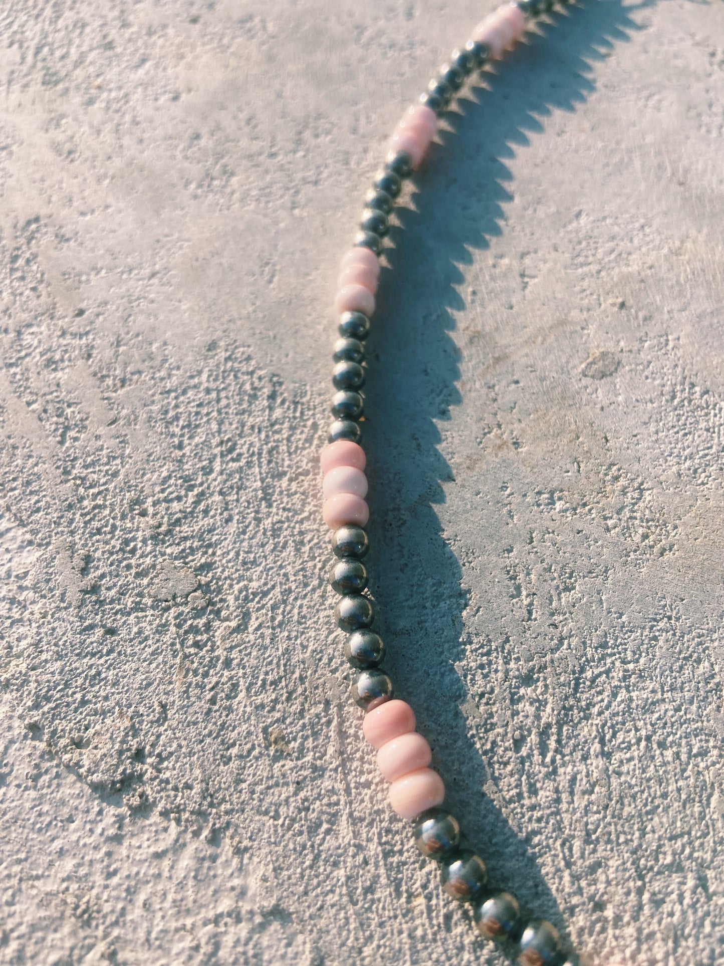 Pink Conch Rondelle Navajo Pearl Necklace