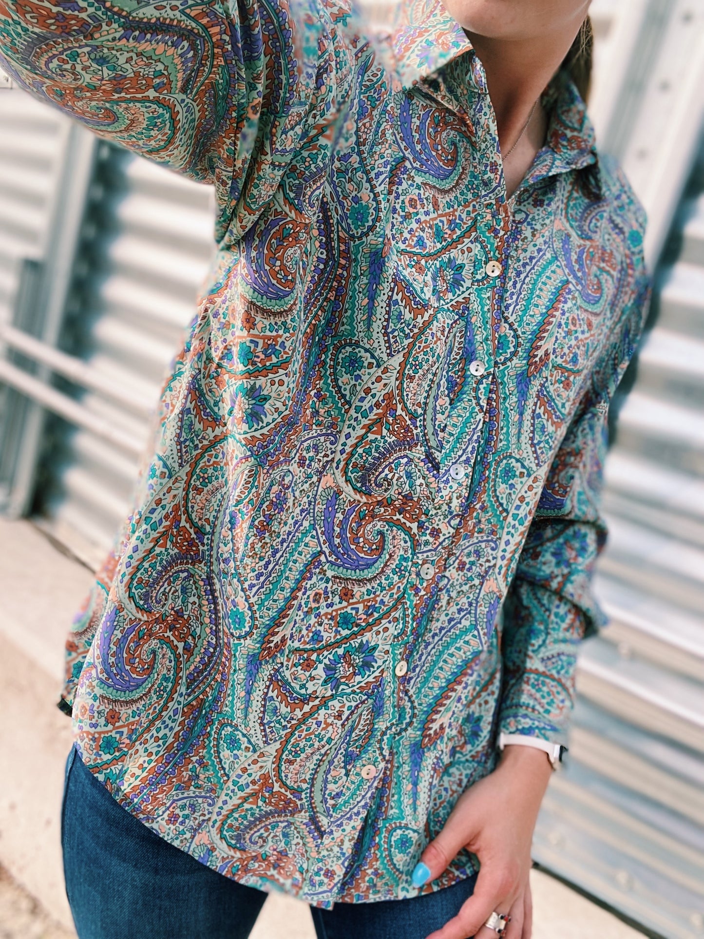 Bright Neon Green Paisley Show Shirt