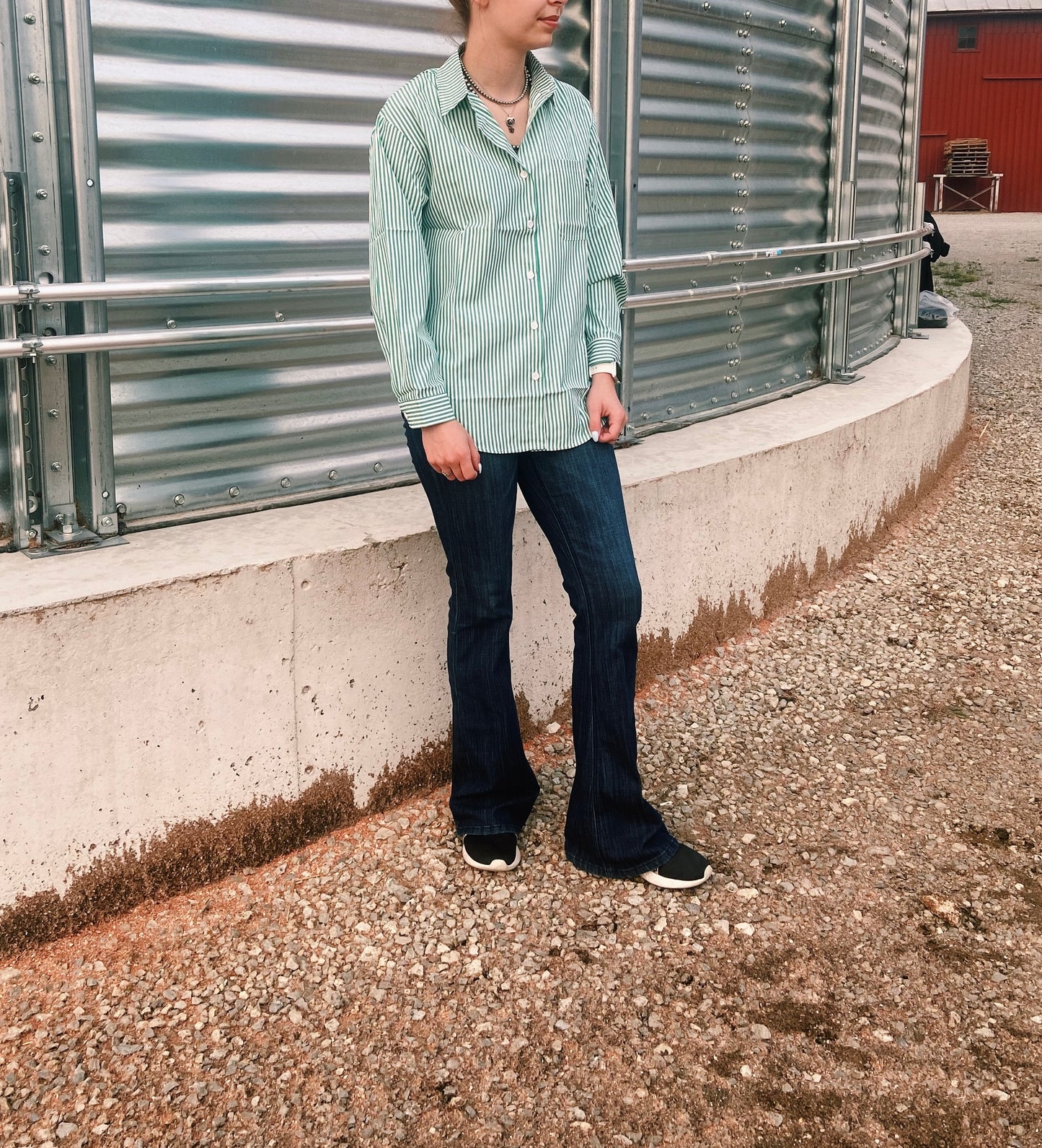 Dark Teal Striped Traditional Show Shirt