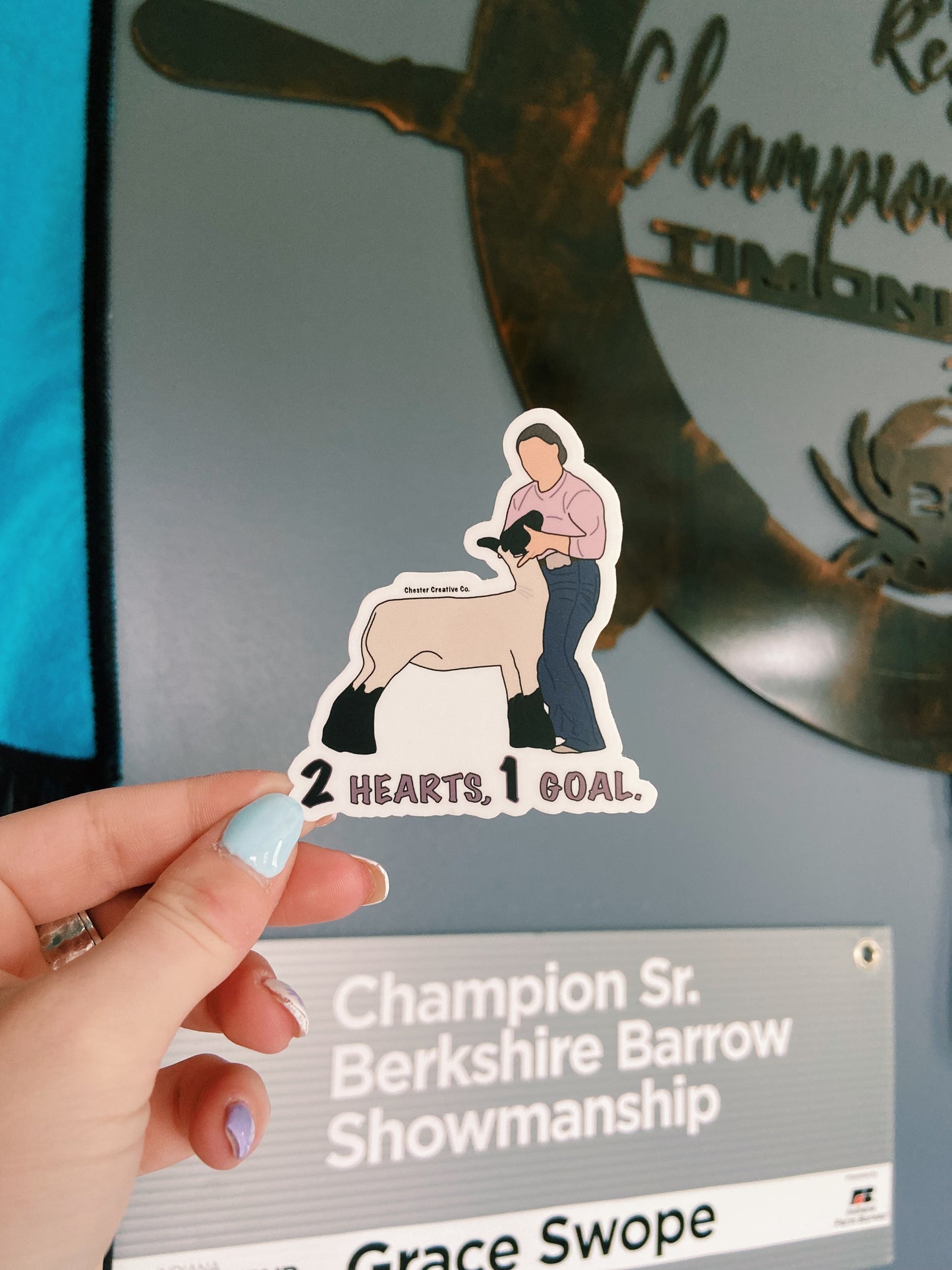 2 Hearts, 1 Goal. Livestock Stickers